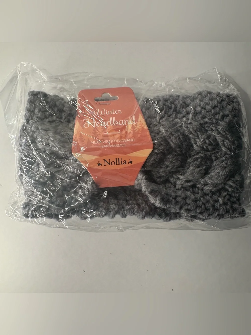 NWT Nollia Cable Knit Winter Headband Ear Warmer Gray One Size
